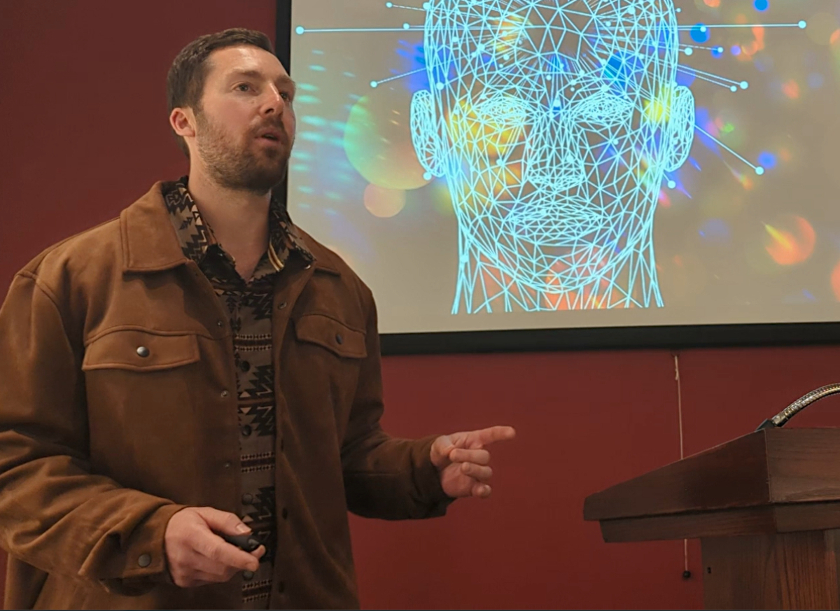 Scott Barrere delivering a keynote speech